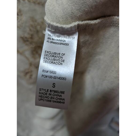 NEW! Democracy V-Neck Knot Hem Long-Sleeve Top Cream Size S Beaded Sequins - Picture 12 of 12